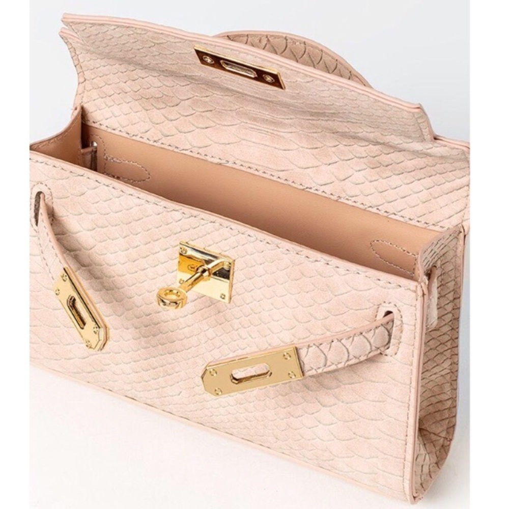 NWT Francesca’s Blush Snake Crossbody Lock Bag - Picture 8 of 8